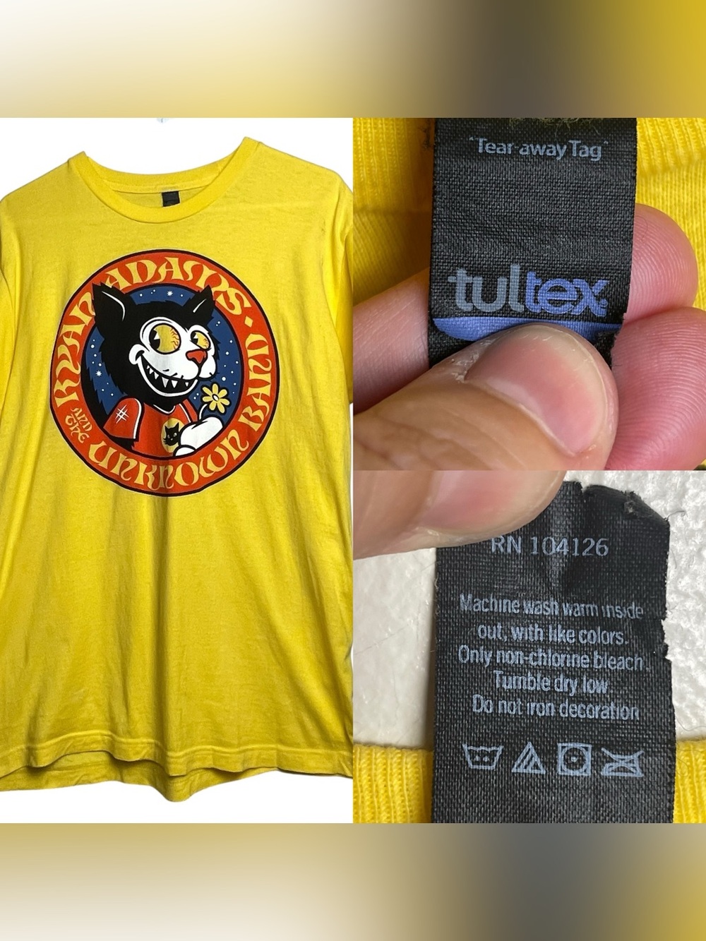 Ryan Adams and the Unknown Band Unisex 2017 Yellow Concert T-Shirt Tultex Tag L